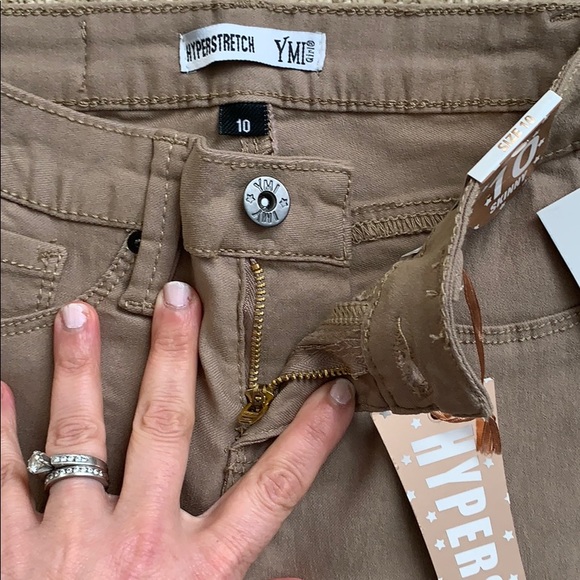 NWT Girls Hyperstretch skinny pants, Tan, 10 - Picture 3 of 5